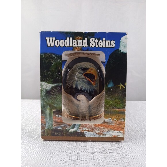 Bald Eagle Stein Woodlands Series In Original Box Forest Artwork With Eagles - Picture 4 of 12